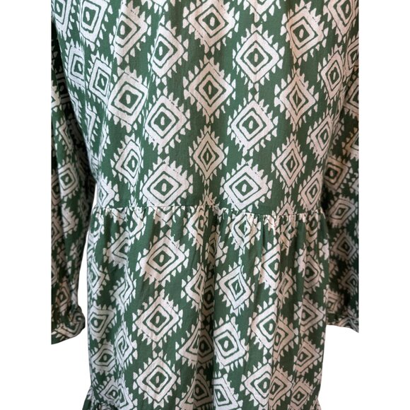 2/$30 ZARA XS Green & White Geometric Mini Print Cotton Dress - Picture 12 of 15